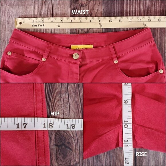 *Read Desc* St John Womens Size 4 Red 5 Pockets Straight Leg Pants Cotton Blend - Picture 14 of 15